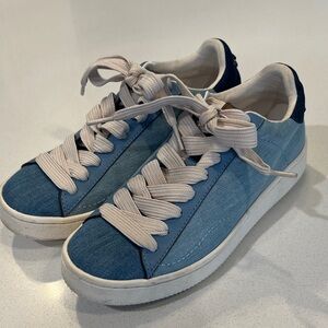 Coach Authentic C101 Light Blue Denim and Cream Sneakers